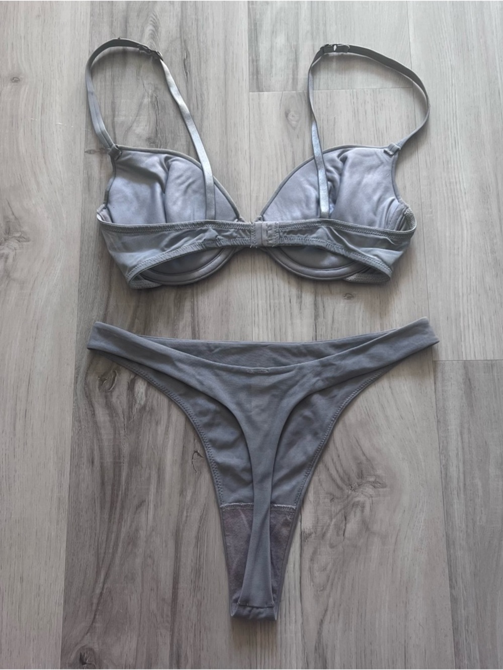 Vintage Victoria’s Secret grey mesh sequinned bra 36C thong L NWOT deadstock y2k - Picture 16 of 17